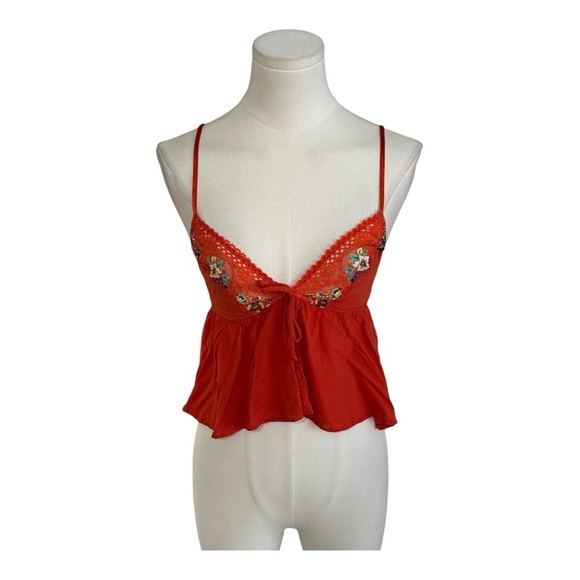 SAVAGE X FENTY Dolled Up Lace Cami Orange Top Size‎ S Floral Boho Sexy Festival - Picture 7 of 10